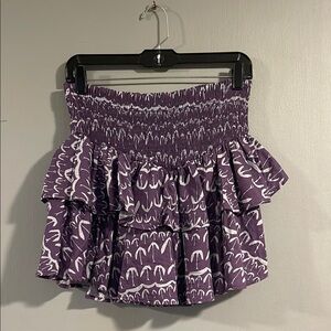 BUCKETLIST Purple‎ and White Smocked Bubble Mini Skirt Size L
